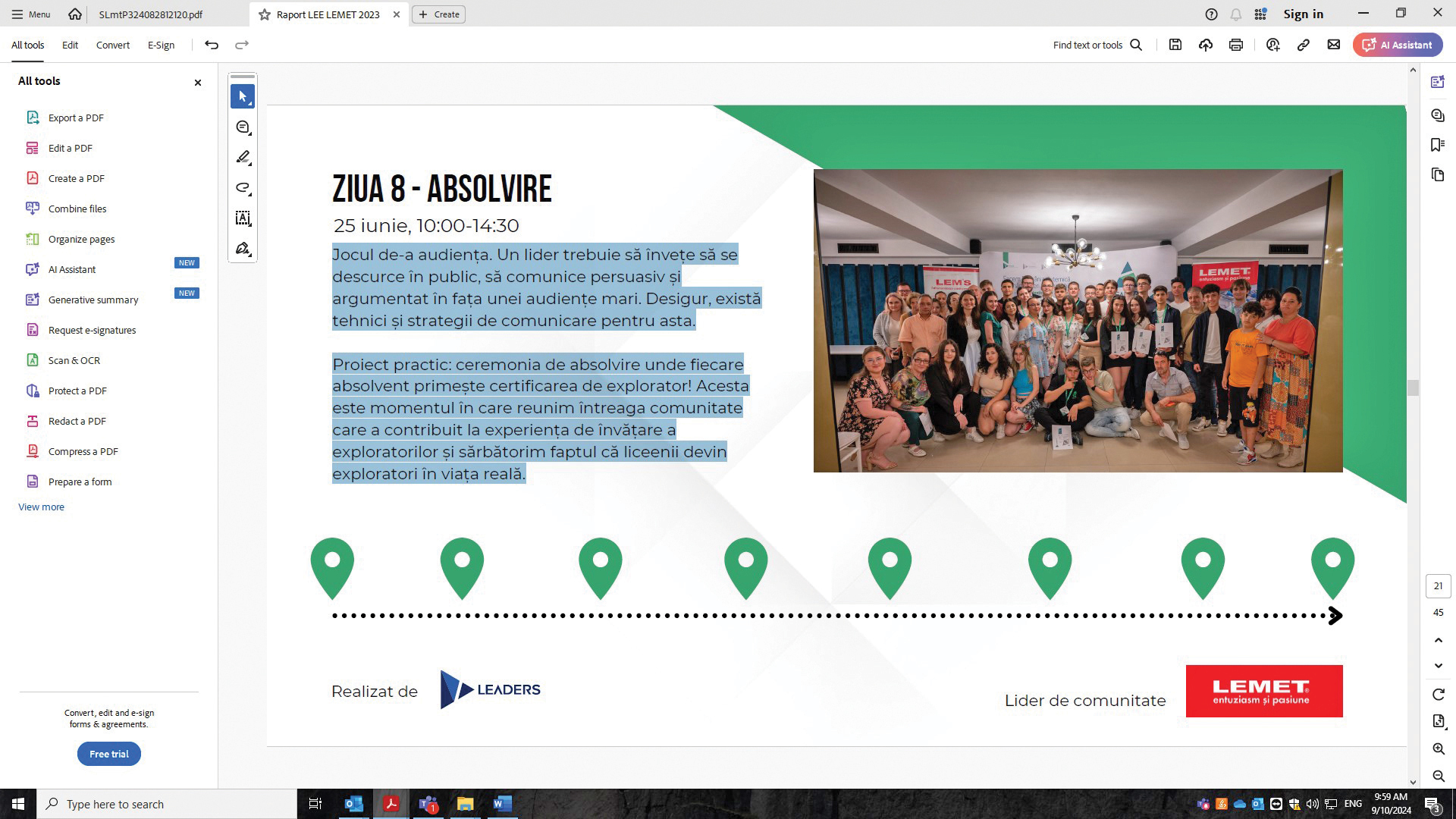 CSR 2024. Lemet: Proiect în cadrul Leader Explore 2023
