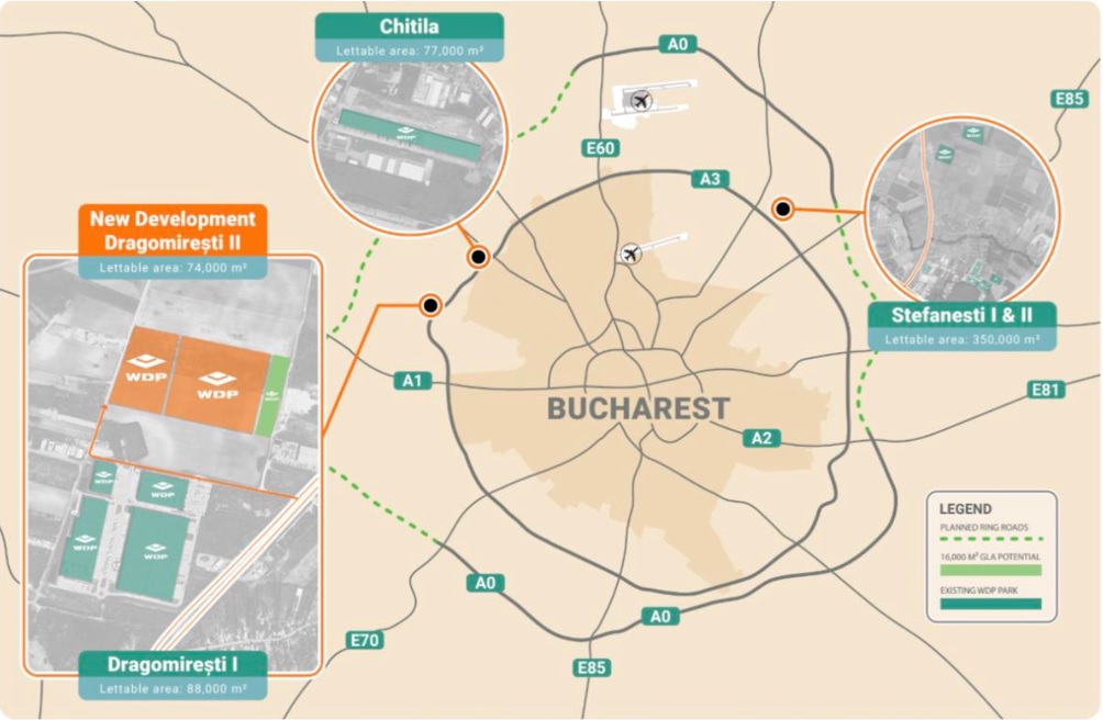 WDP, al doilea cel mai mare proprietar de spații industriale din România, investește 52 mil. euro în extinderea parcului logistic din Dragomirești cu aproape 60.000 mp