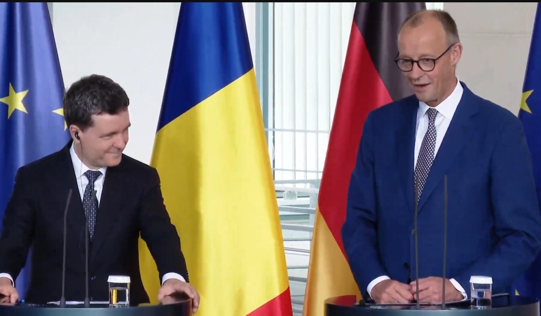 Președintele Nicușor Dan, după întâlnirea cu cancelarul german Friedrich Merz: Prin planul de acțiune pe care l-am semnat, am trasat direcțiile pe care colaborarea noastră se va desfășura. Am discutat de oportunitățile care există pentru industria de Apărare, în acest context nou în care ne aflăm