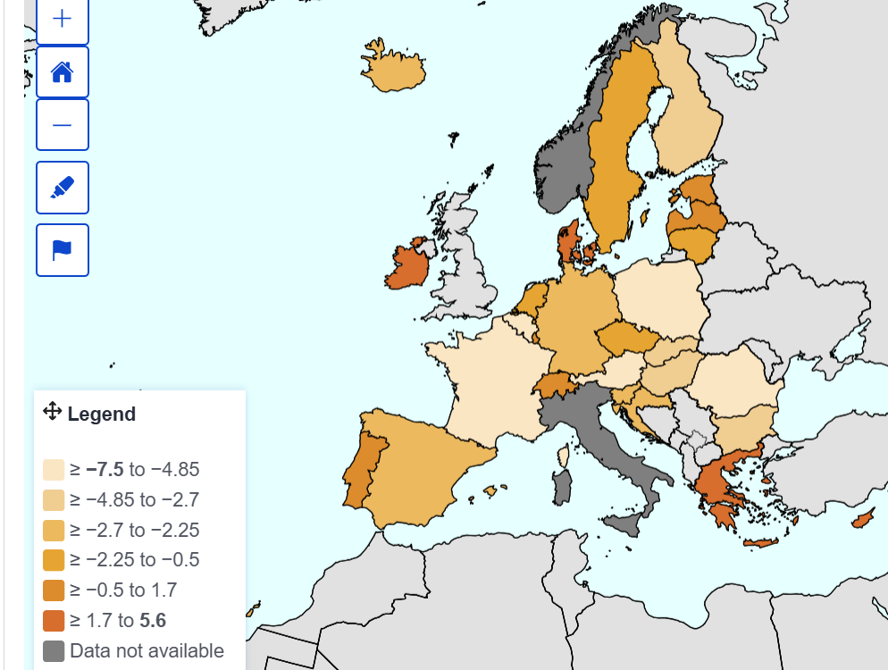 Eurostat: România are în continuare cel mai mare deficit bugetar dintre statele membre UE, de 7,5% în T1 2025, urmată de Franța, Belgia, Austria și Polonia, cu 5-5,6%