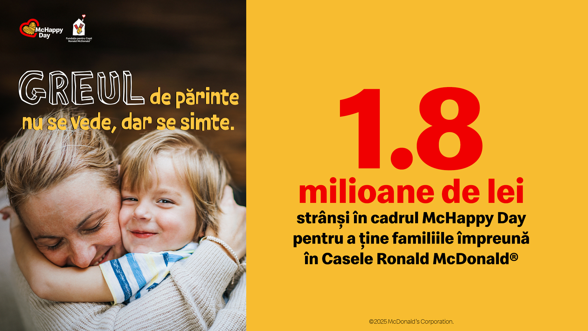 McHappy Day: 1,8 milioane de lei strânși pentru a ține familiile împreuna în Casele Ronald McDonald