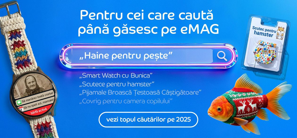 De la „pijamale cu câini” la „costum Moș Crăciun horror”: Cum arată topul celor mai neobișnuite și amuzante căutări ale românilor pe eMAG în 2025. Campionul absolut al platformei de e-commerce este un sucevean care a plasat peste 2.000 de comenzi doar în acest an