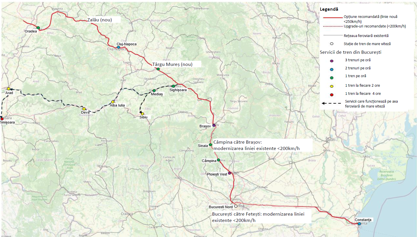 Studiu: România ar putea face din Constanța-Oradea o linie de cale ferată de mare viteză, unde trenurile să atingă 250 km/oră
