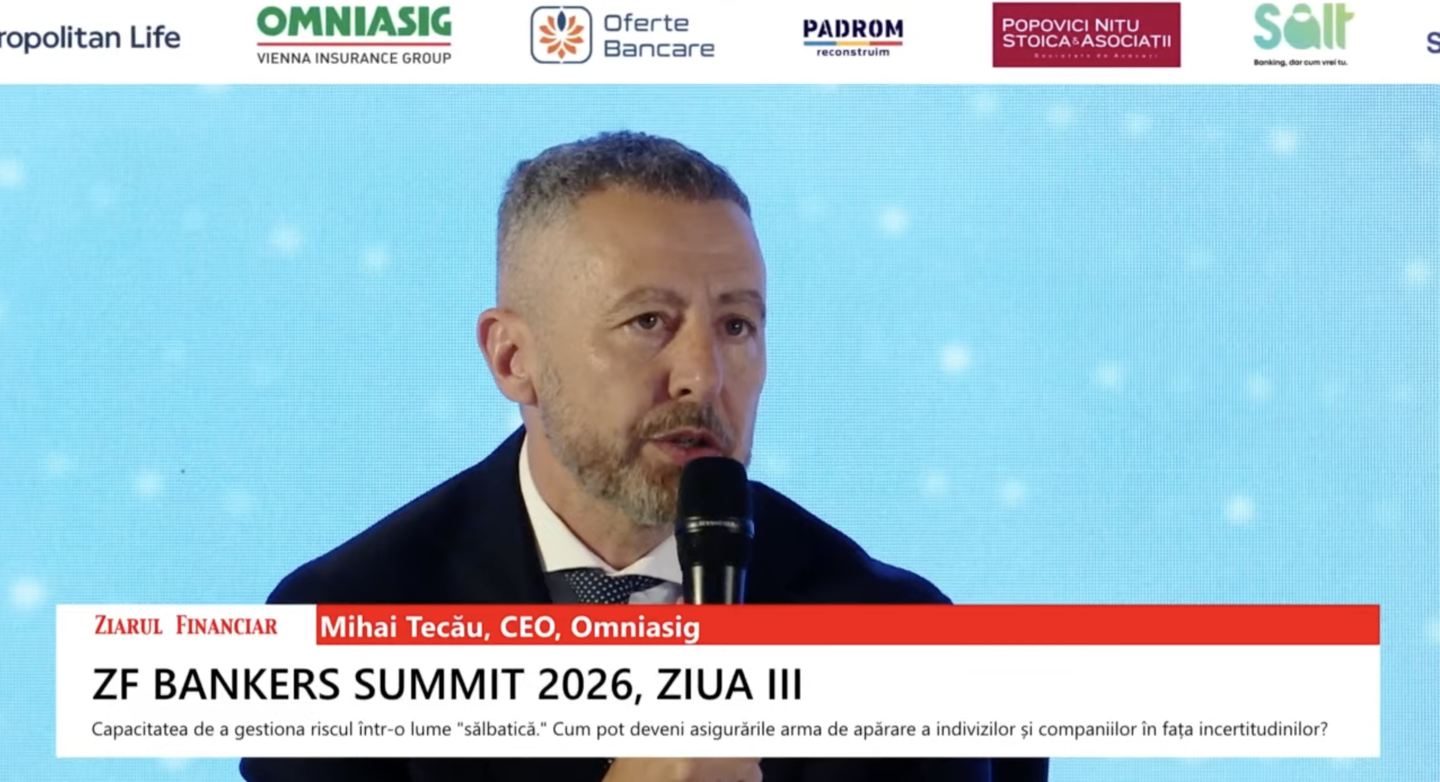 Mihai Tecău, CEO, Omniasig: Cred că piața de asigurări din România a dat dovadă de reziliență, a oferit suport în dezvoltarea economică a României. Asta se vede și în încrederea pe care o primim de la acționarii noștri